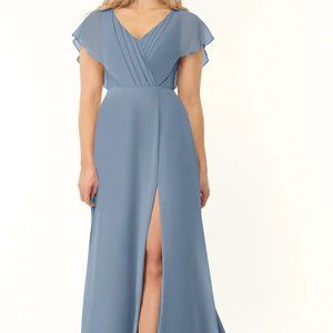 Azazie Rylee Dress (Color: Dusty Blue, Size: A10)